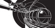 © Enamul - Industrial robotic arm welding train, metal fabrication, black and white vector, robotic manufacturing, industrial automation
