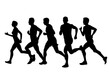© Khaleda - Crowd of Runners Silhouette Vector Group Jogging Marathon Athletes Illustration