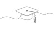 © fusiangkara - Minimalist single line drawing of a graduation cap with a tassel symbolizing academic achievement and educational success