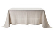 © PROSTOCK - Rectangular table covered with a beige linen tablecloth, isolated on transparent background