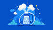 © Teruss - Illustration of a blue device with a clear compartment, cloud-like vapor emission, and syringe elements