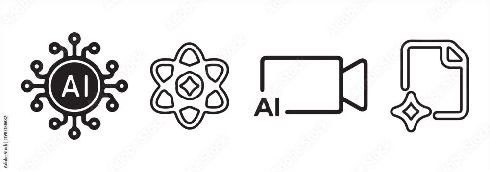 Generative AI logo icon magic sparkle stars symbol , Artificial ...