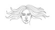 © Salma - Continuous Line Art Drawing of a Beautiful Woman's Face with Long Flowing Hair Minimalist Illustration