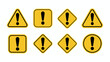 © Nargis - A collection of yellow warning signs with black exclamation points displayed in various geometric shapes and orientations high quality professional detailed modern elegant stylish clean crisp