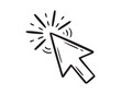 © Yanka - Pointer cursor clicking with spark effect, symbolizing user interaction, navigation and selection on web pages or apps, modern flat icon style for UI, UX, digital marketing and interface design