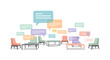 © Yayah - Colorful furniture with speech bubbles, conversation concept