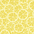 © IVONINA - Seamless Pattern With Lemon Slices. Hand drawn tropical yellow fruit background with textures for banners, posters, postcards, flyers. Vector