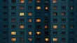 © Studio Zenith - Façade d'immeuble résidentiel avec fenêtres éclairées le soir