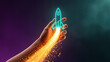 © Crystian - A hand launching a glowing rocket icon, representing startup, business growth, innovation, and successful rocket launch concepts