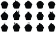 © Tahira - A set of cupcake silhouettes on a white background for design