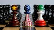 © Zargham - Chess pieces with different flags representing global competition leadership and strategy concept