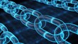 © MdNoshinBinta - Glowing blue chain links, neon-lit metallic chain, cyberpunk background, futuristic technology