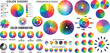 © Haider - Circular Color Theory Wheel Diagram with Full Spectrum Gradient and Harmony Combinations, Multicolor Radial Palette Vector Set