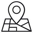© Zain - Minimalist black vector icon illustration of a map pin location marker on a street map, symbolizing navigation, GPS tracking, travel destinations, and geographic positioning for web design.
