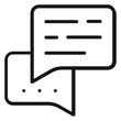 © Zain - Minimalist black vector icon of two overlapping speech bubbles representing a conversation or chat, featuring text lines and an ellipsis symbol for communication, messaging, and social media.