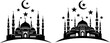 © RumanaAkther - Elegant islamic mosque silhouettes with crescent moons and stars