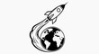 © Amalri - Rocket ship launching from Earth globe illustration vector