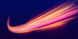 © goldstock - Neon orange waves flow along fast expressway. Energy trails create dynamic motion flow. Night speed.
