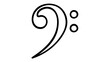 © Adnan - Minimalist black and white bass clef vector icon illustration for music notation and sheet music design. Scalable flat line art symbol of the F-clef, ideal for educational and creative projects.
