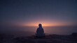 © SibteHUSSAIN - Nocturnal stillness: A lone figure engages in quiet contemplation under a starlit sky, a study in light, shadow, and the human connection to the cosmos.