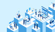 © Epsilon - Isometric People Working on Computers and Offices.