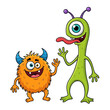 © Biru - Cute cartoon monsters, friendly aliens, funny characters, illustration, white background