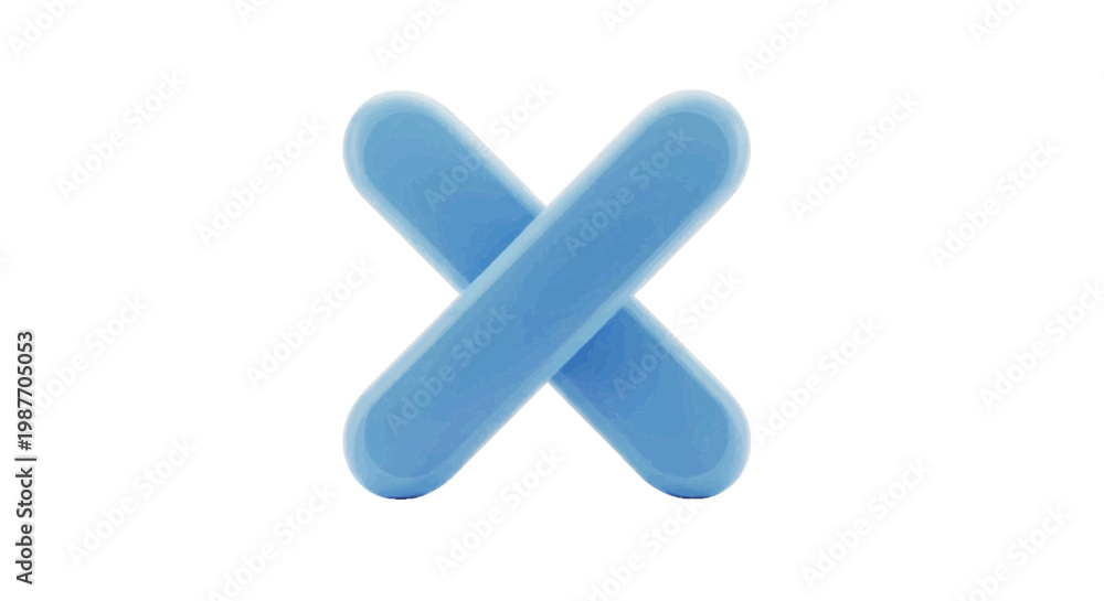 Vector illustration of 3d rendered blue x mark symbol on a transparent ...