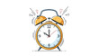 © Rafiya1727 - Orange ringing alarm clock with a white face and black numbers shown with motion lines to represent a loud wake-up call in the morning.