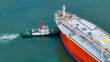 © Hien Phung - Aerial view LPG tanker ship at sea, LPG tanker ship at Cai Mep port, Ba Ria Vung Tau, Ho Chi Minh City, Vietnam. Logistic and maritime transportation of petroleum, terminal loading tanker ship