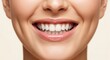 © Emilia - Close-up of a smiling mouth showing clean white teeth and healthy gums, capturing perfect dental hygiene, oral care, and confident natural beauty