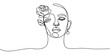 © SREEMOTIJANOTA - rose with women face continuous one line drawing, Continuous one line drawing of woman face and rose flower. Abstract female face and rose. Modern minimalist simple linear style. Beauty fashion design