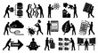 © Minura - Black and white silhouette icons illustrating software development, IT operations, data management, and cybersecurity concepts, perfect for tech-related projects.