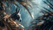 © Thuyet - prompt Jesus on a donkey visible only through a very narrow vertical slice of the frame while palm branches fill the surrounding unseen space + restricted viewing environment emphasizing partial perce
