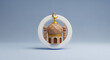 © MDMAHFUZULALAM - A stylized 3d rendered mosque with a golden crescent moon atop a circular platform high quality