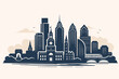 © Dima - Elegant 2D Monochrome Philadelphia Skyline Illustration Featuring City Hall and Modern Skyscrapers