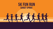 © DEDEK - Evening 5K Race, Sunset Silhouette Runners, Recreational Athletes, Friendship Run