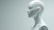 © Fotograf - A close-up shot of a white mannequin head on a white background, suitable for fashion or beauty use