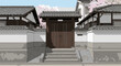 © kirik - Traditional Japanese entrance gate with cherry blossoms overhead