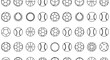 © MdAmzad - Seamless sports ball icon grid pattern black outline vector background minimal design