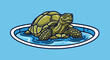 © Nordi - A cartoon turtle enjoys a refreshing dip in a small blue pool