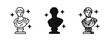© ICONS FOR YOU - Ancient Greek bust statue icon set in outline, solid, and hand-drawn styles