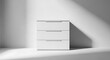 © MdRaselMahmud - minimalist white dresser in modern interior with sunlight