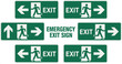 © Rashed - Emergency evacuation directions building safety sign emergency exit route arrow vector illustration design