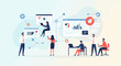 © Fiki - Diverse business team collaborating on data analysis and project planning with digital interfaces