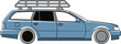 © Rika - A stylized blue station wagon with a roof rack, shown in profile against a white background