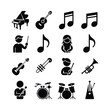 © MstAfroza - Set of 16 Black Music Instruments and Musician Icons Vector