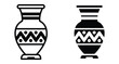 © Vintage Stock - Ancient Greek vase icon set with geometric zigzag patterns and stripes in outline and solid black silhouette vector illustration style