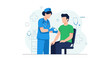 © pravita - Nurse giving vaccination to patient in clinic, healthcare concept illustration