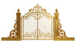 © Luca - Ornate golden wrought iron gate with decorative scrollwork, isolated on transparent background