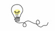 © Nizar_Art - Continuous line drawing of a glowing lightbulb representing innovation and ideas.